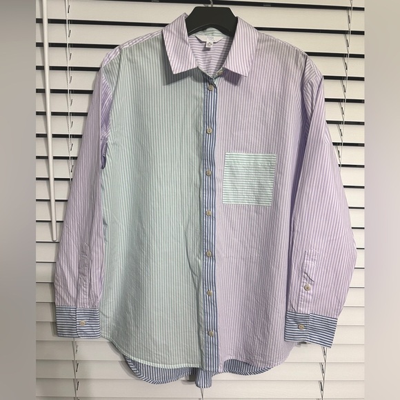 🛍️ Time & True 100% Cotton button down shirt Size M (8-10) - Picture 1 of 6